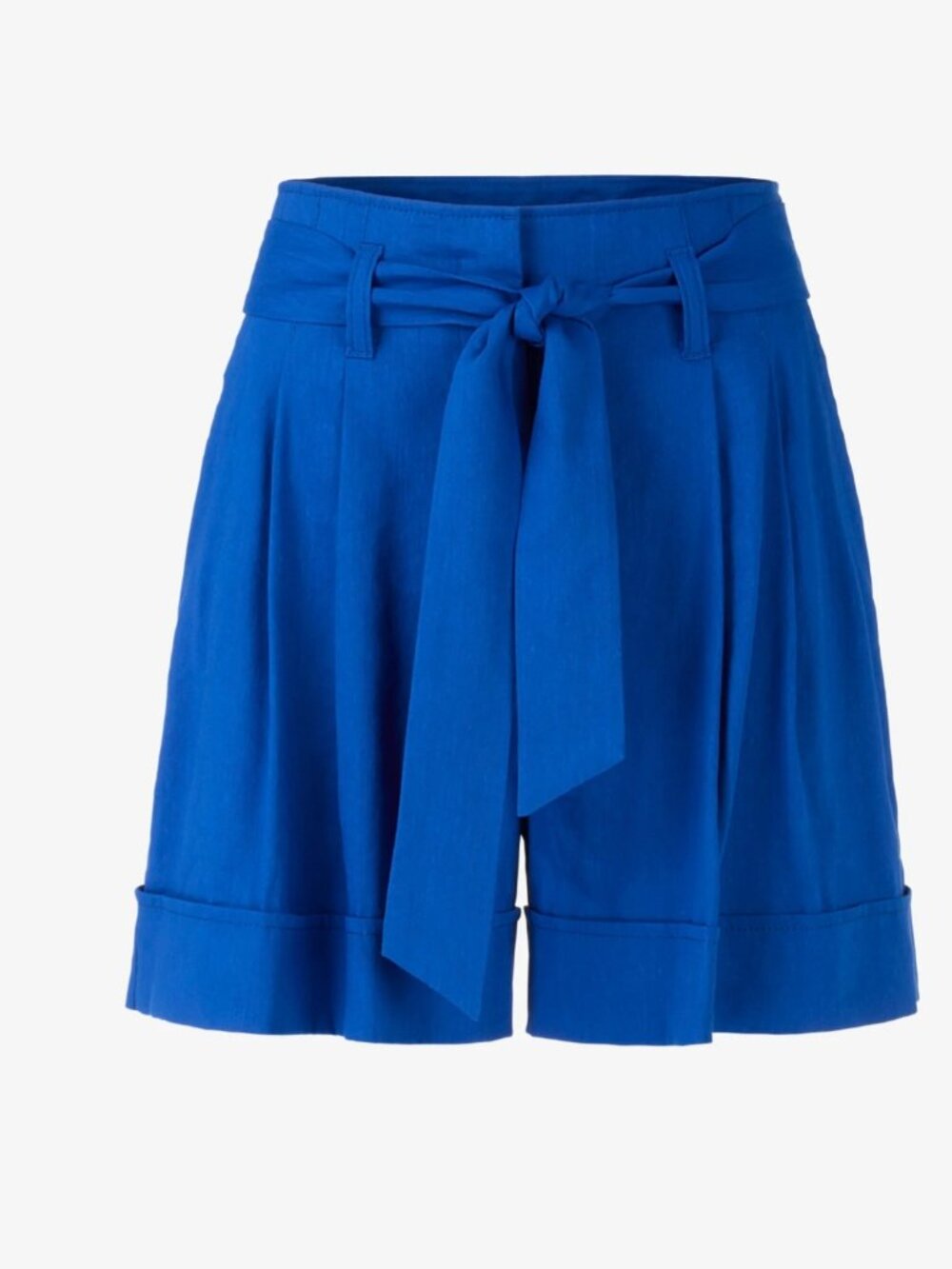 Marc Cain Wide Pleated Linen Blue Shorts